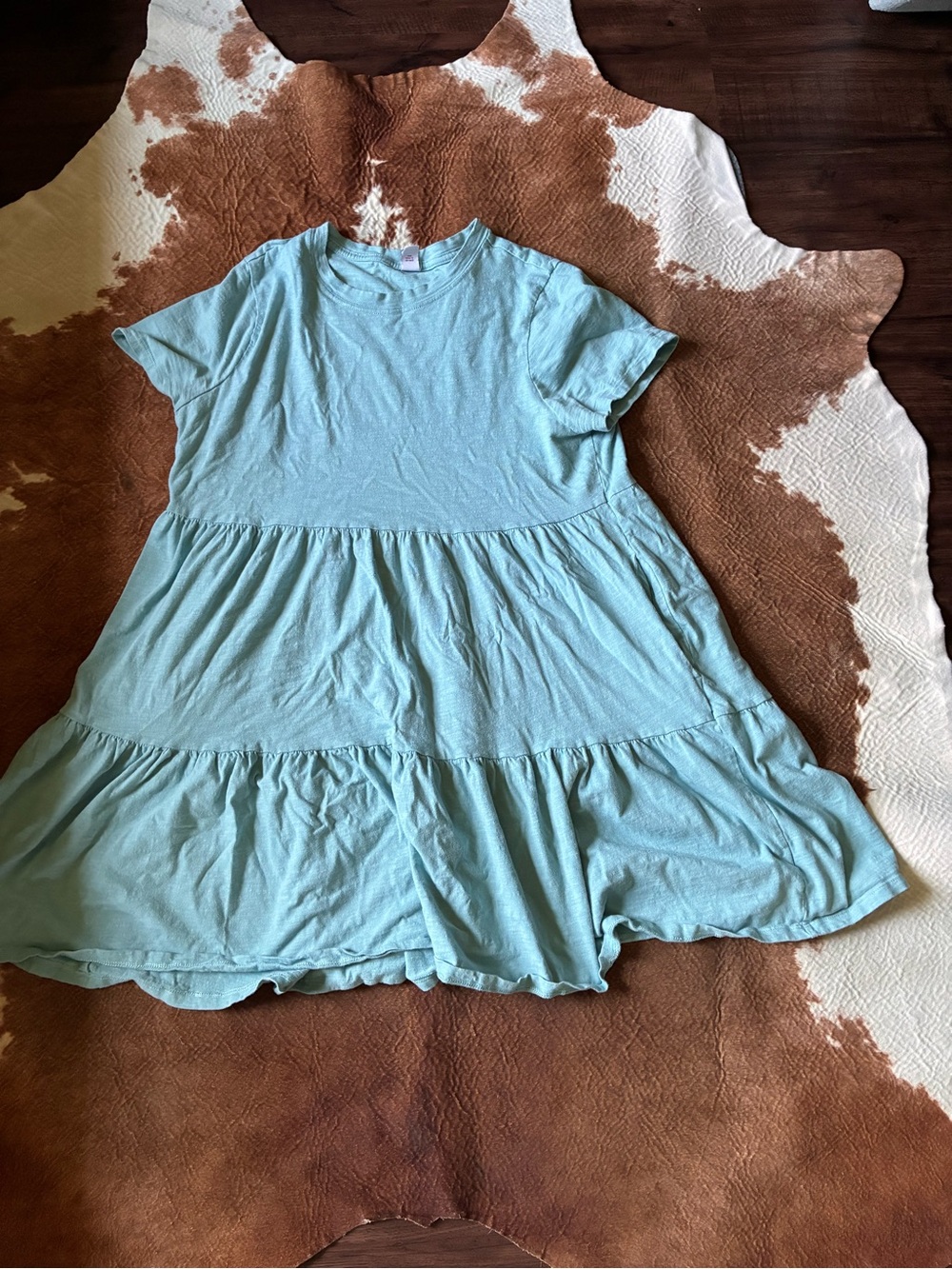 Old Navy Tiered Short-Sleeve Dress in Light Blue